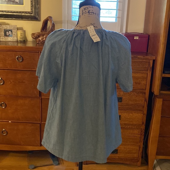 J. Crew Tie-neck cotton-poplin chambray cotton top. SOLD OUT ONLINE - Picture 5 of 7